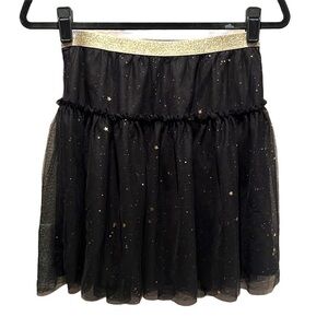 Crewcuts Girl’s Black Tulle Skirt Gold Stars Constellations Size XL